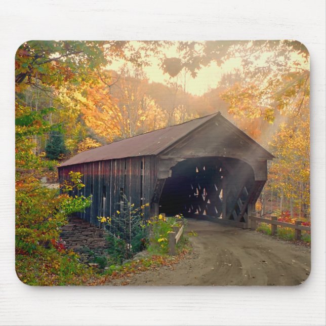 Tapis De Souris Pont couvert d'Upper Falls Vermont Mousepad (Devant)