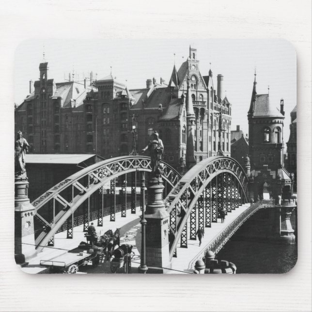 Tapis De Souris Pont dans le Speicherstadt Hambourg, c.1910 (Devant)