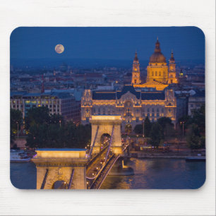 Tapis De Souris Pont de chaîne et Pleine lune de nuit