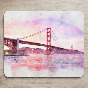 Tapis De Souris Pont Golden Gate au coucher du soleil Pastel à San