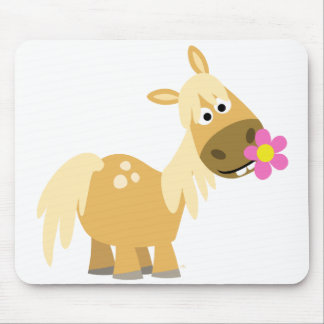 Tapis De Souris Pony caricaturale et mousepac à fleurs