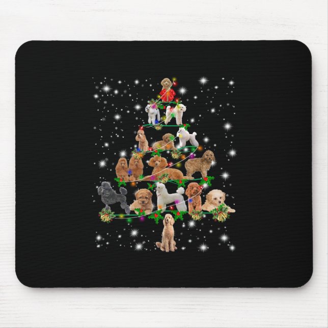 Tapis De Souris Poodle Arbre De Noël Couvert De Lampe De Feu (Devant)