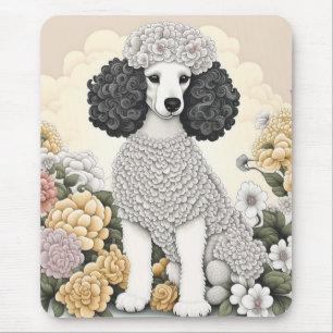 Tapis De Souris Poodle en Fleurs Whimsical