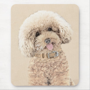 Tapis De Souris Poodle Miniature Toy Apricot Crème Chien Brown Art