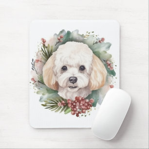 Tapis De Souris Poodle Noël Wreath Festive Pup