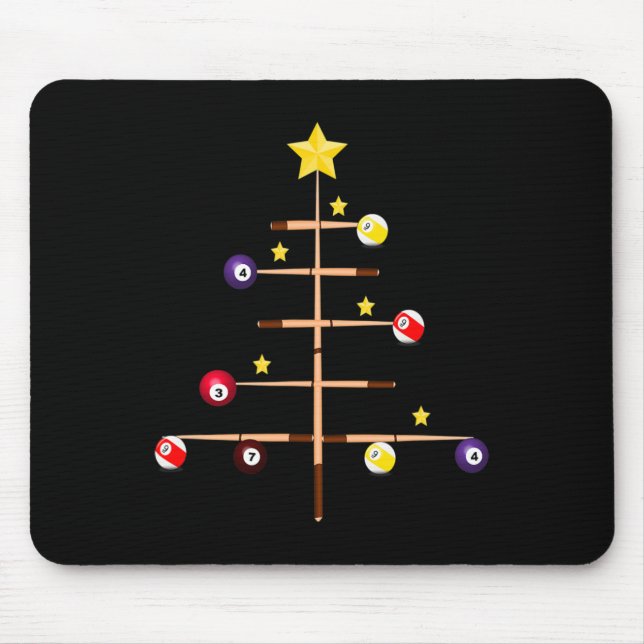 Tapis De Souris Pool Billard Ll Cue Sports Arbre de Noël (Devant)