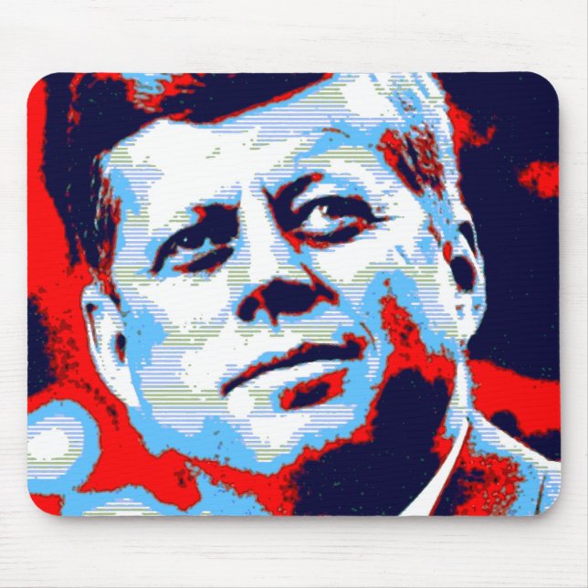 Tapis De Souris Pop Art JFK John F. Kennedy Red Blue (Devant)