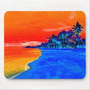 Tapis De Souris Pop Art Plage Exotique Palmiers