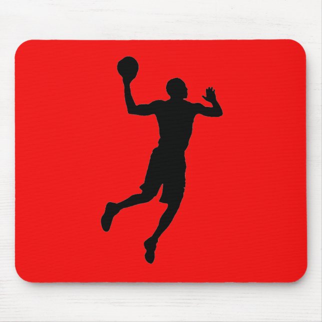 Tapis De Souris Pop Art Red Black Joueur de basket-ball Silhouette (Devant)
