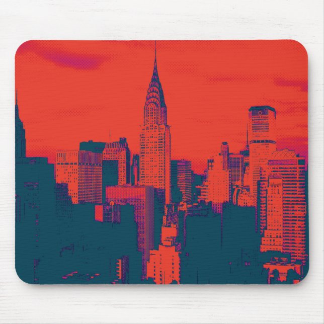Tapis De Souris Pop Style Rouge Retro Art New York City (Devant)