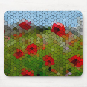 Tapis De Souris Poppies de mosaïque dans un jardin de campagne
