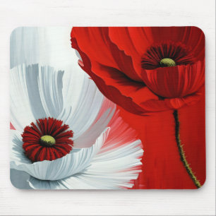 Tapis De Souris Poppies rouges et blanches