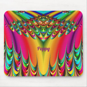 Tapis De Souris POPPY ~ Zany Jaune Chaud, Bleu, Vert et Rose