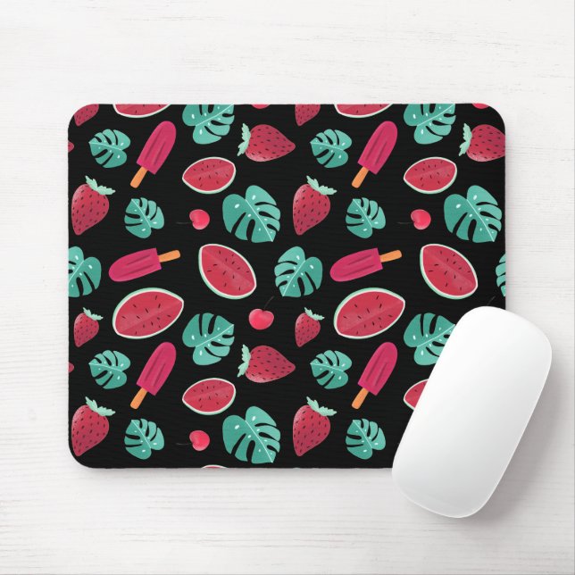 Tapis De Souris Popsicle, Cherry, Strawberry & Watermelon Leaves (Avec souris)