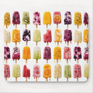 Tapis De Souris Popsicles de fruits surgelés assortis sur fond bla