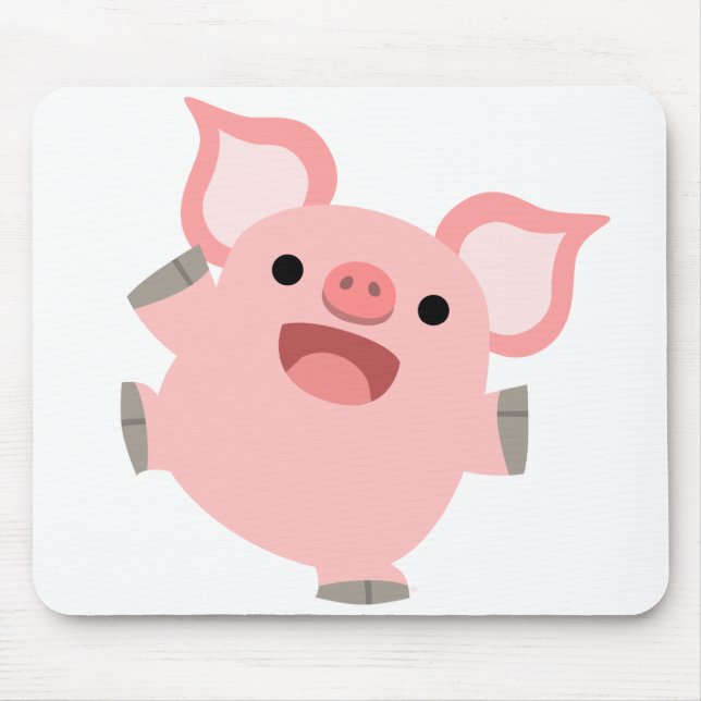 Tapis De Souris Porc joyeux Mousepad de bande dessinée (Devant)