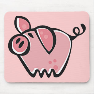 Tapis De Souris Porc mignon de rose de bande dessinée