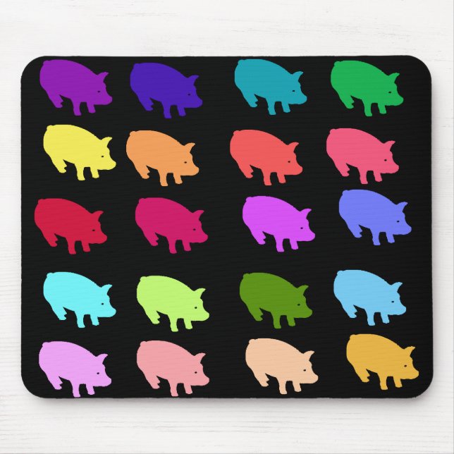 Tapis De Souris Porcs d'arc-en-ciel (Devant)