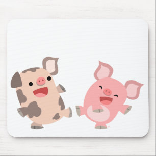 Tapis De Souris Porcs mignons Mousepad de bande dessinée de danse