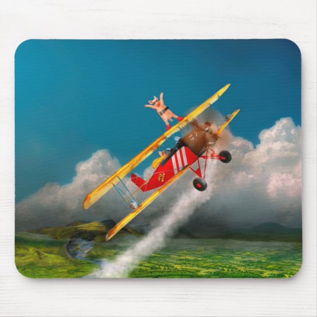 Tapis De Souris Porcs Volants - Avion - Fou de Cochons (Devant)