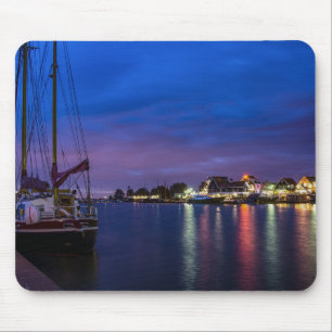 Tapis De Souris Port de Volendam illuminé la nuit