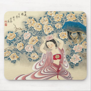 Tapis De Souris Port d'une fleur dans la tête