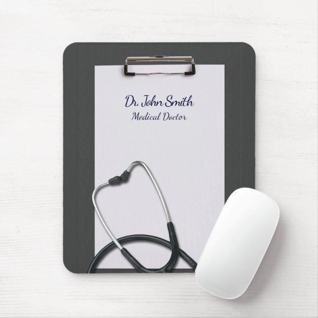 Tapis De Souris Porte - bloc gris Médicale avec stéthoscope (Avec souris)