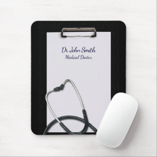 Tapis De Souris Porte - bloc noir Médicale avec stéthoscope