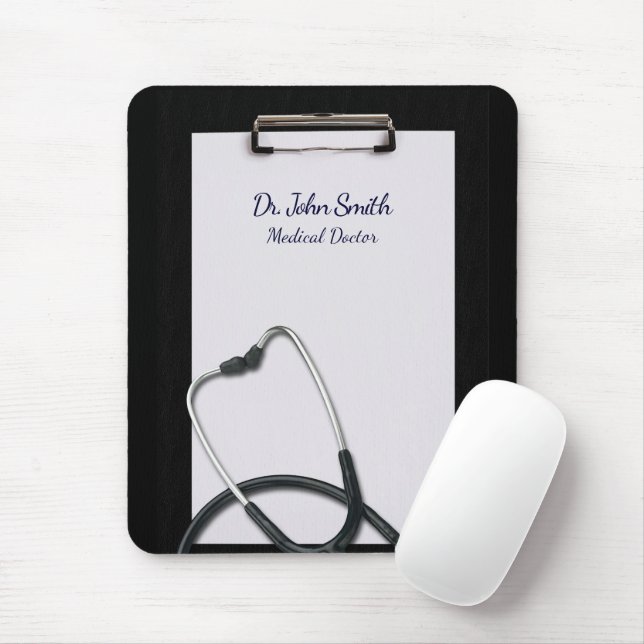 Tapis De Souris Porte - bloc noir Médicale avec stéthoscope (Avec souris)