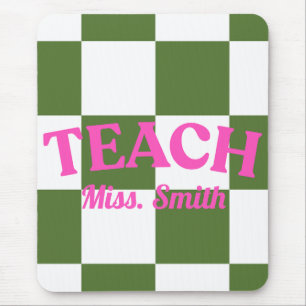 Tapis De Souris Porte-bloc personnalisable vert à carreaux pour en