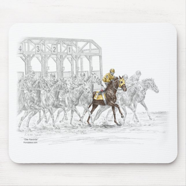 Tapis De Souris Porte de départ de la course de cheval (Devant)