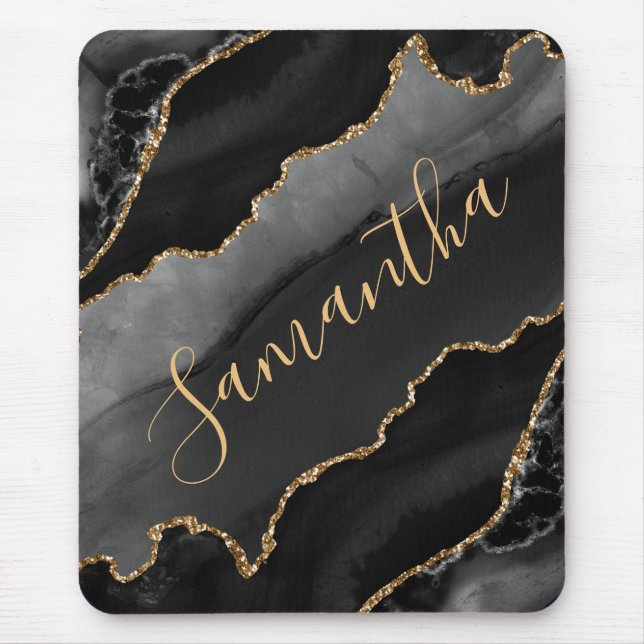 Tapis De Souris Porte de Parties scintillant Black & Gold (Devant)
