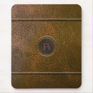 Tapis De Souris Porté en cuir Brown Look-Custom Initial