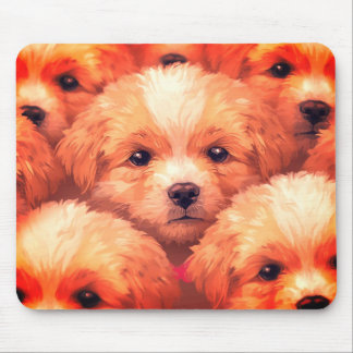Tapis De Souris Portée de chiots mignons sur une tablette de burea