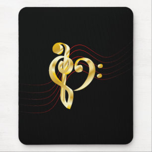 Tapis De Souris Portée de note de musique et cœur violon et clé de