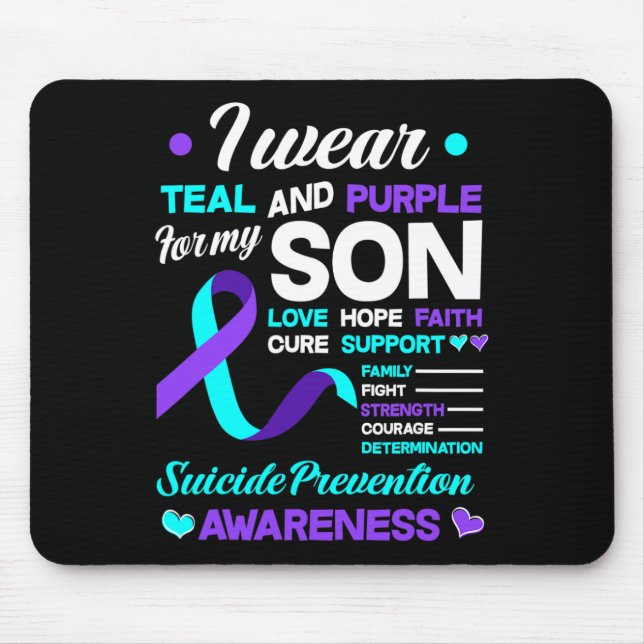 Tapis De Souris Porter Turquoise Et Violet Pour Mon Fils Préventio (Devant)