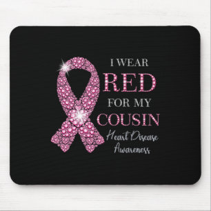 Tapis De Souris Portez Le Rouge Pour Mon Cousin Red Ribbon Cardiop