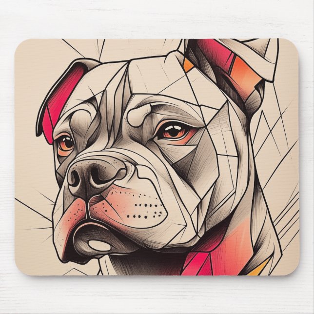 Tapis De Souris Portrait Abstrait Pit Bull (Devant)