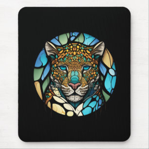Tapis De Souris Portrait animal léopard Verre tendu Art de la faun