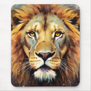 Tapis De Souris Portrait aquarelle de l'esprit majestueux du lion