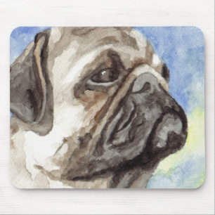 Tapis De Souris Portrait carlin aquarelle
