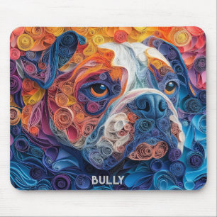 Tapis De Souris Portrait coloré de recouvrement papier Bulldog