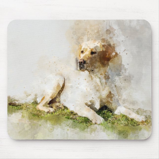 Tapis De Souris Portrait d'aquarelle de chien de Labrador Retrieve (Devant)