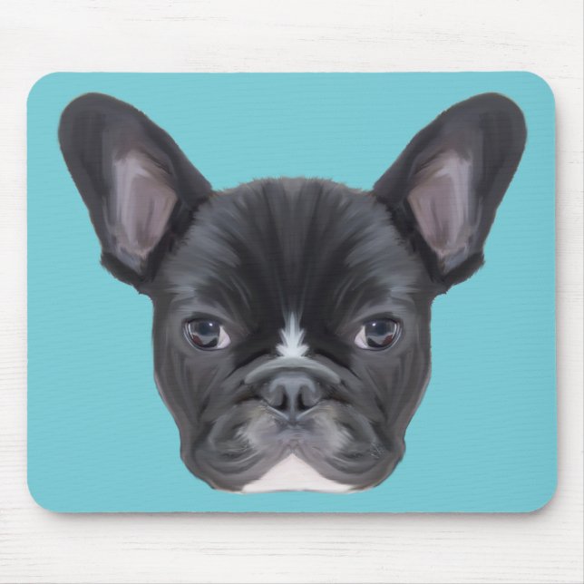 Tapis De Souris Portrait d'art de Bulldog en France (Devant)