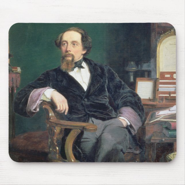 Tapis De Souris Portrait de Charles Dickens (huile sur la toile) (Devant)