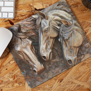 Tapis De Souris Portrait de cheval en métal sculpté