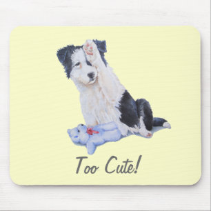 Tapis De Souris portrait de chien peinture de joli bordé collie ch