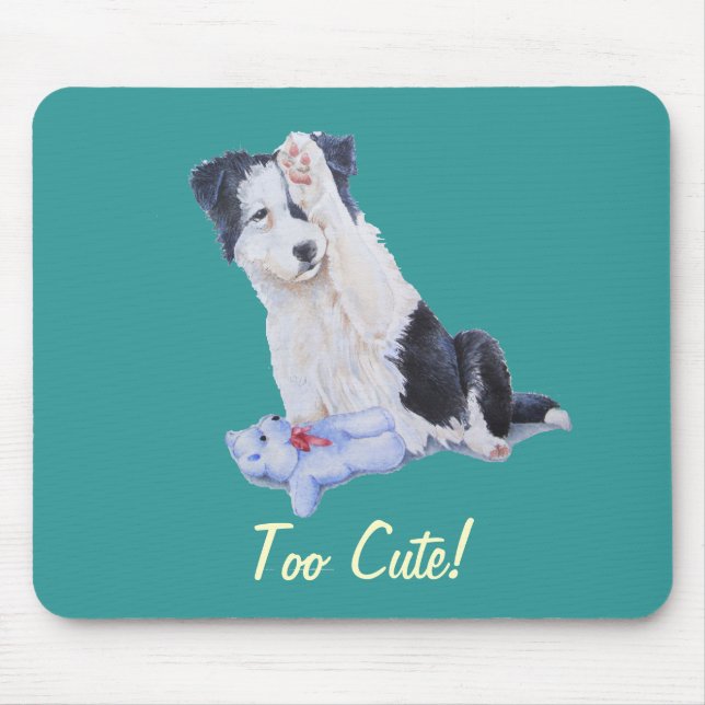 Tapis De Souris portrait de chien peinture de joli bordé collie ch (Devant)