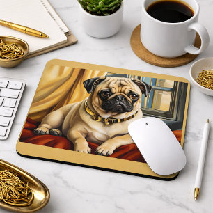 Tapis De Souris Portrait de chien Pug Cadeaux pour propriétaire de