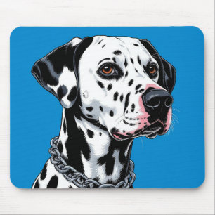 Tapis De Souris Portrait de Dalmatien sur fond bleu